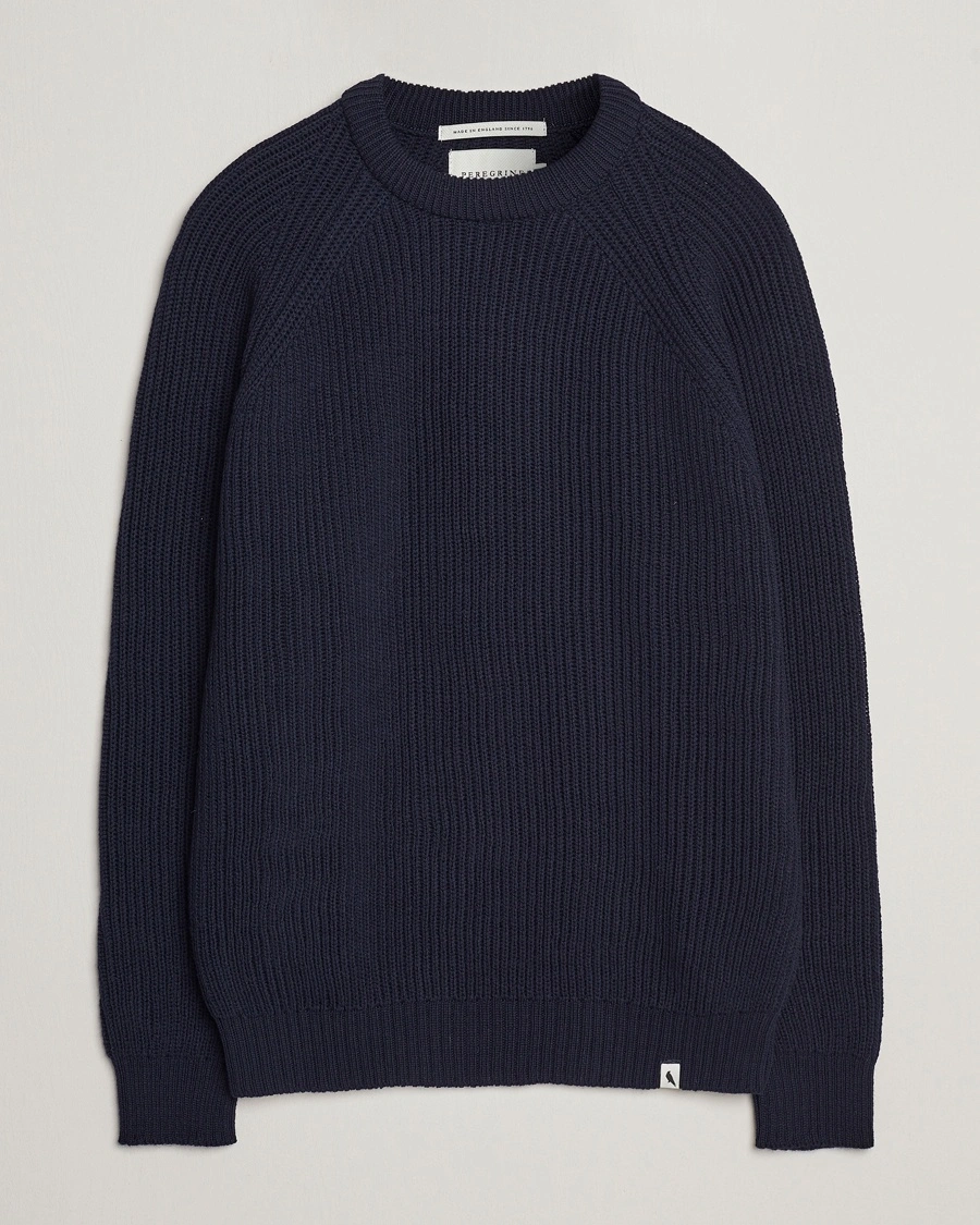 Peregrine Ford Knitted Wool Jumper Navy – Bleu