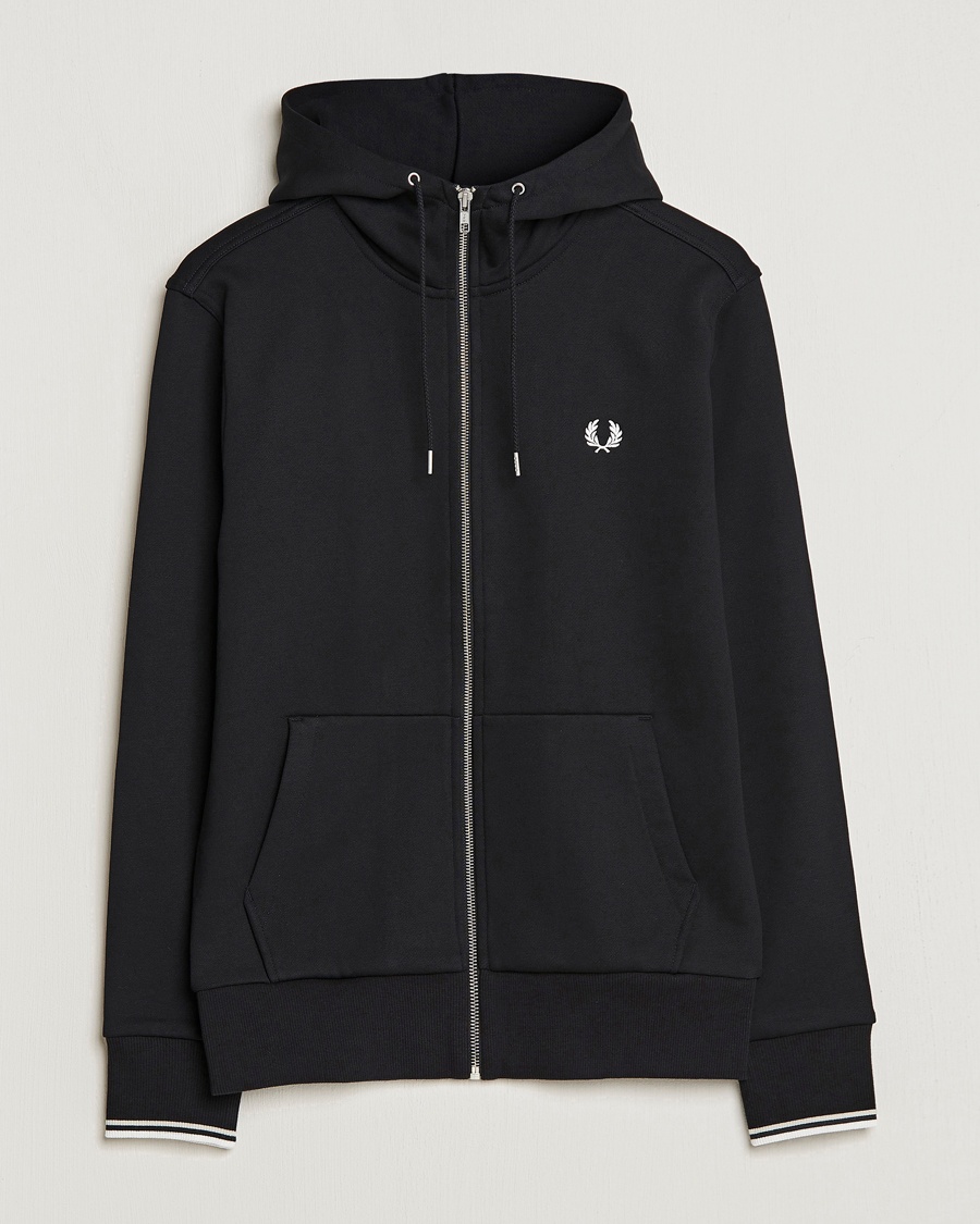 Fred Perry Full Zip Hooded Sweatshirt Black – Noir