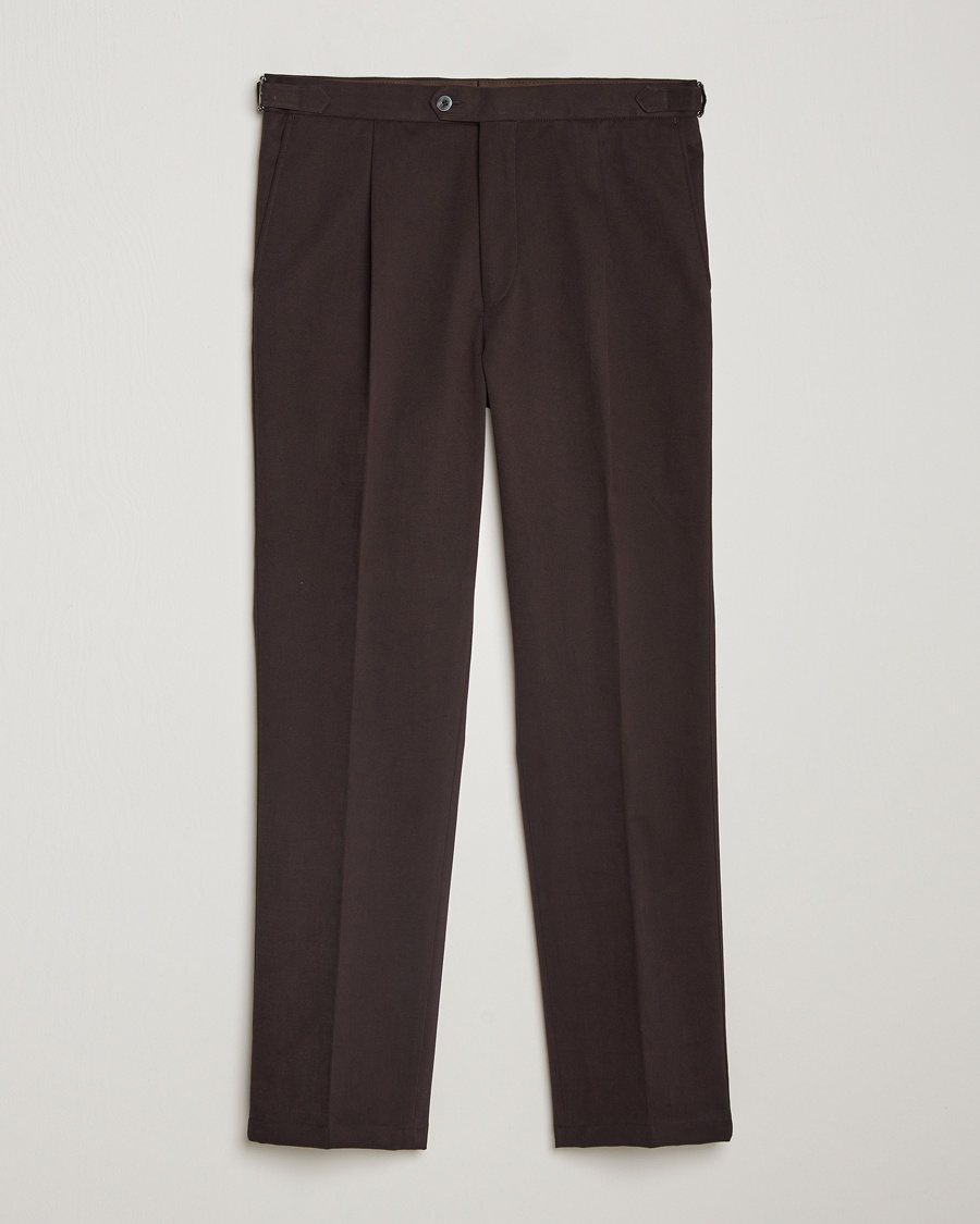 Oscar Jacobson Delon Brushed Cotton Trousers Brown – Marron