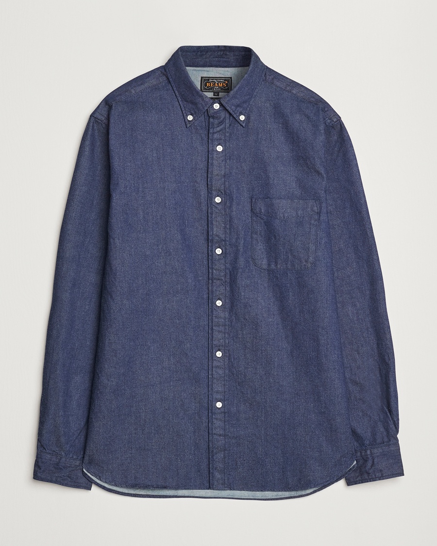 BEAMS PLUS Denim Button Down Shirt Dark Indigo – Bleu