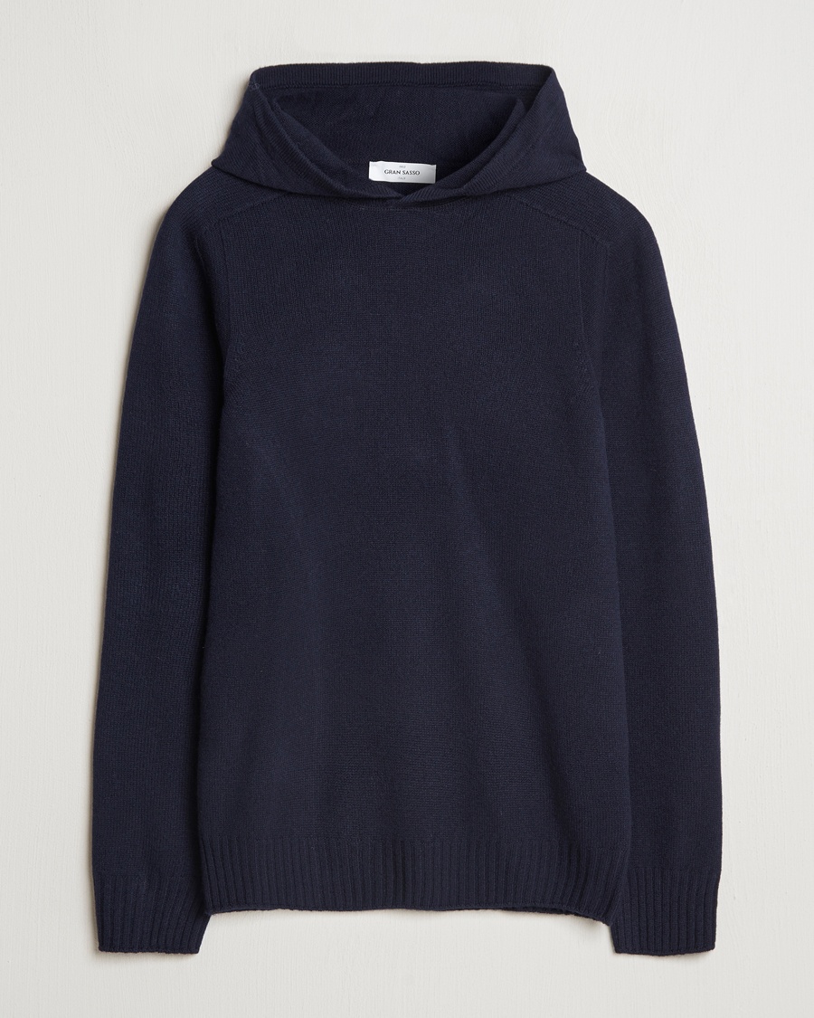 Gran Sasso Wool Hoodie Navy – Bleu