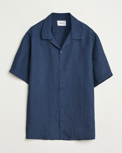 NN07 Julio Linen Resort Shirt Navy Blue – Bleu
