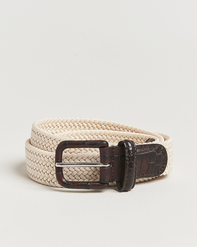 Anderson's Stretch Woven Leather Buckle 3 cm Belt Off White – Blanc