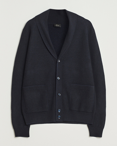 Brioni Wool/Cashmere Rib Cardigan Navy – Bleu