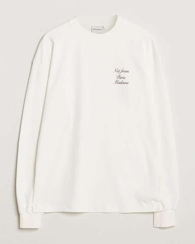 Drôle de Monsieur Slogan Calligraphy Long Sleeve T-shirt Off White – Blanc