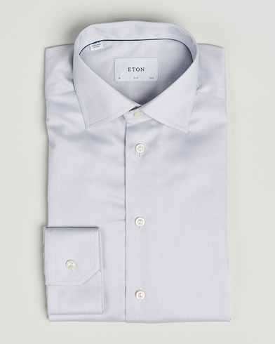 Eton Slim Fit Signature Twill Paspoal Shirt Light Grey – Gris
