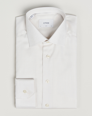Eton Slim Fit Fine Twill Shirt Light Beige – Beige