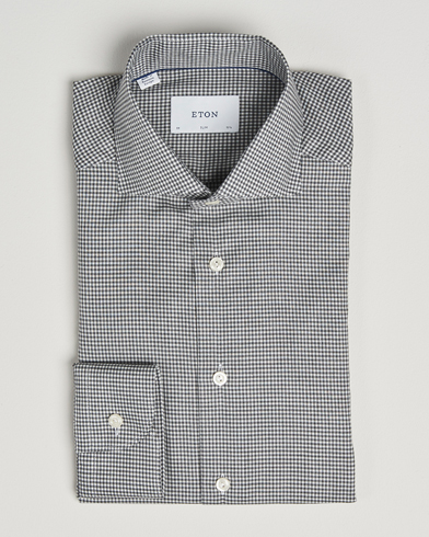 Eton Slim Fit Checked Wrinkle Free Flannel Shirt Dark Grey – Gris