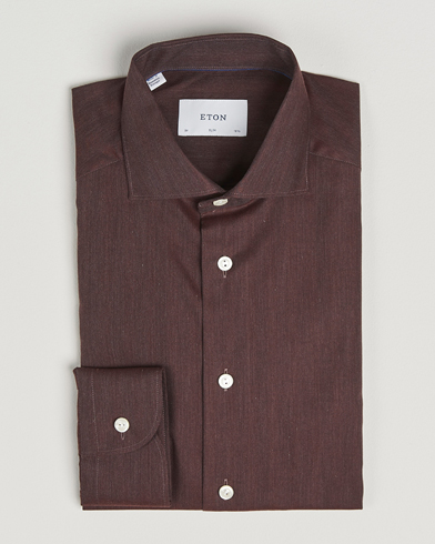 Eton Slim Fit Wrinkle Free Flannel Shirt Dark Red – Rouge