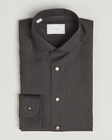 Eton Slim Fit Merino Shirt Dark Brown – Marron