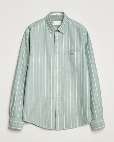 GANT Regular Fit Classic Striped Oxford Shirt Forest Green – Vert