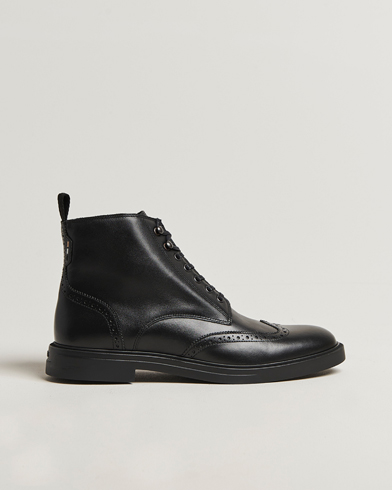 BOSS BLACK Calev Leather Brogue Boot Black – Noir