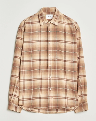 NN07 Deon Flannel Checked Shirt Camel – Marron