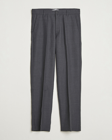 Samsøe Samsøe Noah Pleated Trousers Dark Grey Melange – Gris
