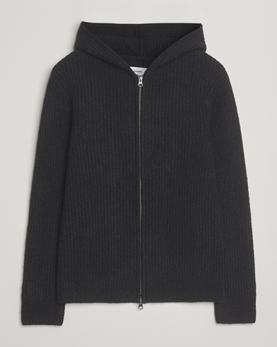 Samsøe Samsøe Koji Knitted Full Zip Hoodie Black Melange – Noir