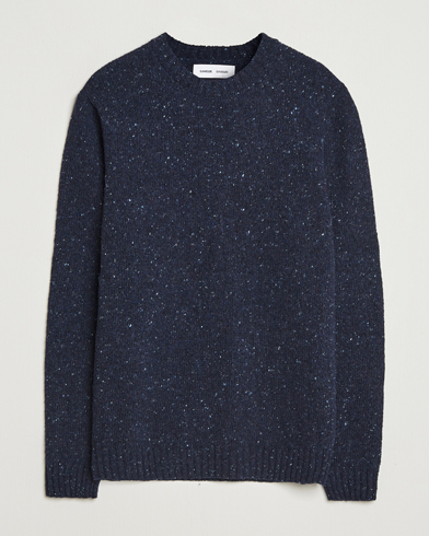 Samsøe Samsøe Nataniel Donegal Knitted Crew Neck Salute Navy – Bleu