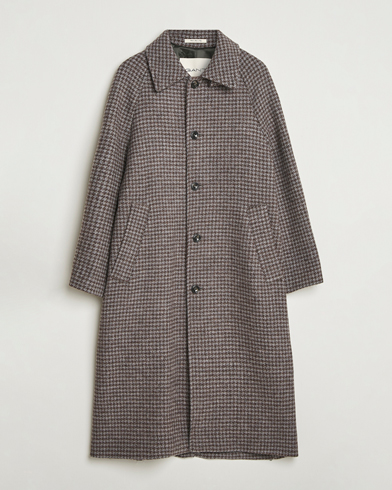 GANT Wool Balmacaan Houndstooth Coat Deep Brown – Marron