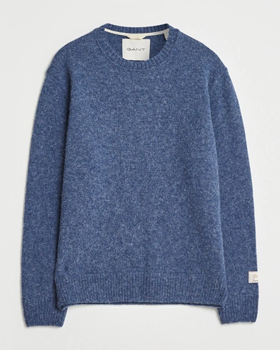 GANT Scottish Wool Knitted Crew Neck Sweater Marine Melange – Bleu