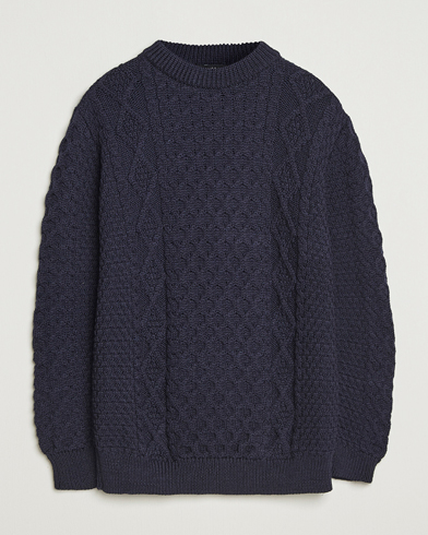 Gloverall Aran Wool Knitted Sweater Navy – Bleu
