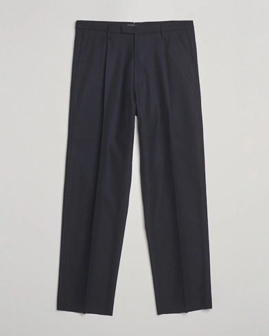 Boglioli Pleated Flannel Trousers Navy – Bleu