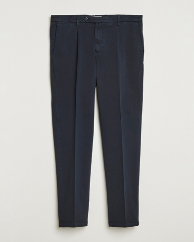 Briglia 1949 Easy Fit Pleated Cotton Stretch Chino Navy – Bleu