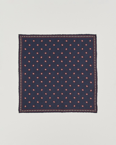 Brunello Cucinelli Printed Silk Pocket Square Navy – Bleu