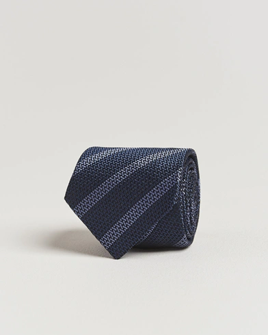 Brunello Cucinelli Regimental Stripe Silk Tie Navy – Bleu
