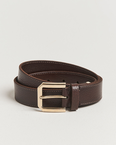 Brunello Cucinelli Grain Leather Belt Dark Brown – Marron