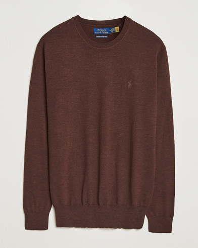 Polo Ralph Lauren Merino Crew Neck Pullover Burnt Brown Melange – Marron