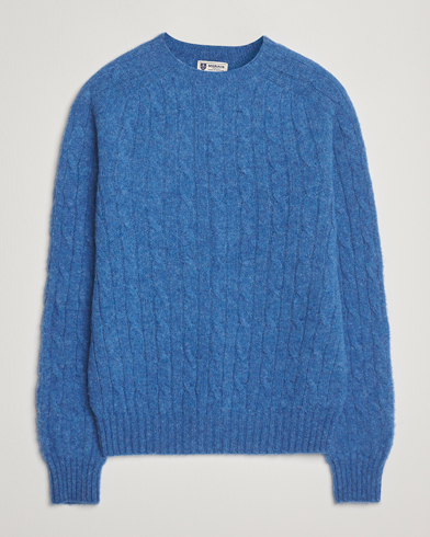 Morris Brushed Cable Sweater Blue – Bleu