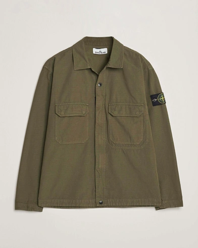Stone Island Organic Cotton Ripstop Overshirt Military Green – Vert