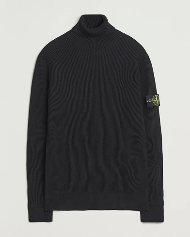 Stone Island Full Rib Wool Turtleneck Black – Noir