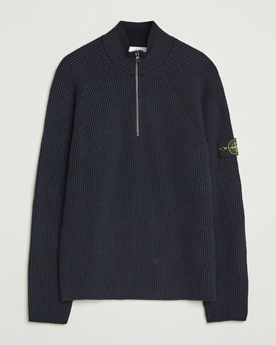 Stone Island Vanisé Full Rib Wool Half-Zip Navy – Bleu