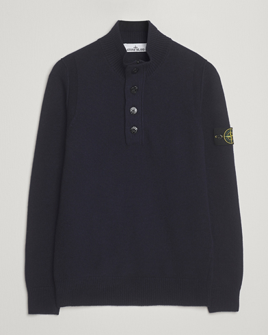 Stone Island Knitted Lambswool Half Button Zip Navy – Bleu