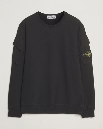 Stone Island Organic Cotton Fleece Arm Pocket Sweatshirt Black – Noir