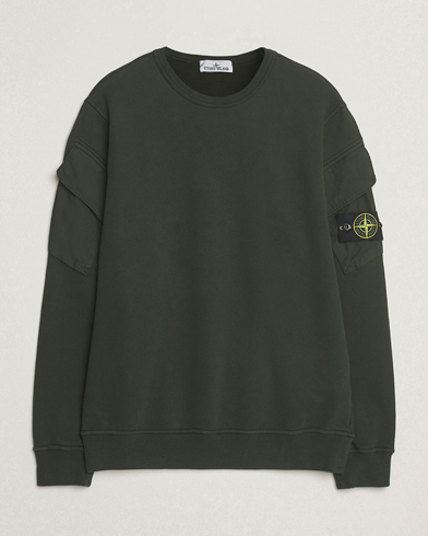 Stone Island Organic Cotton Fleece Arm Pocket Sweatshirt Juniper – Vert