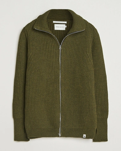 Peregrine Fisherman Merino Zip Cardigan Olive – Vert