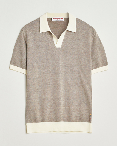 Orlebar Brown Horton Contrast Merino Polo Morel Brown/Sand – Marron