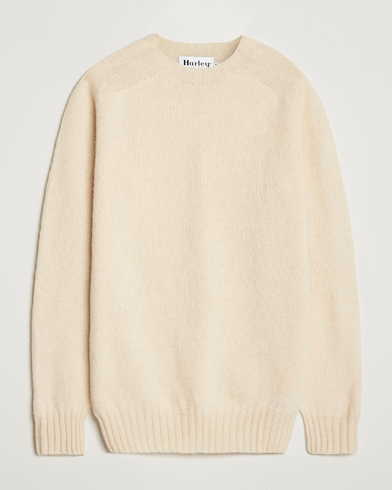 Harley Of Scotland Brushed Supersoft Lambswool Crewneck Vanilla – Blanc