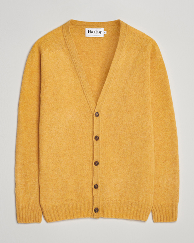 Harley Of Scotland Brushed Supersoft Lambswool Cardigan Nectar – Jaune