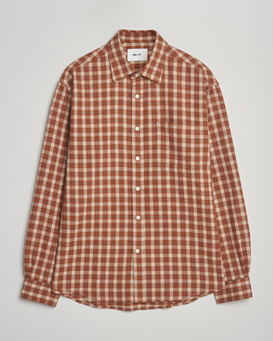 NN07 Deon Flannel Checked Shirt Light Brown – Marron