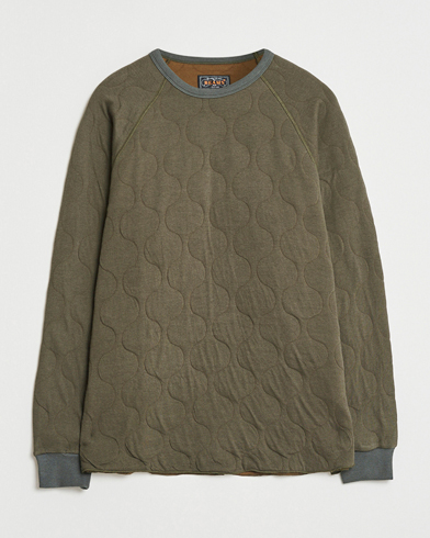 BEAMS PLUS MIL Quilt Crew Neck Olive – Vert