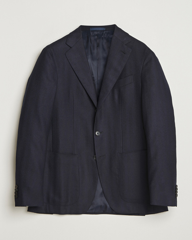 Caruso Aida Herringbone Wool Blazer Navy – Bleu