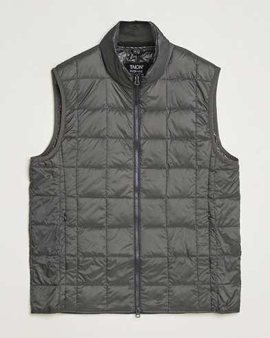 TAION High Neck Full Zip Lightweight Down Vest Dark Grey – Gris