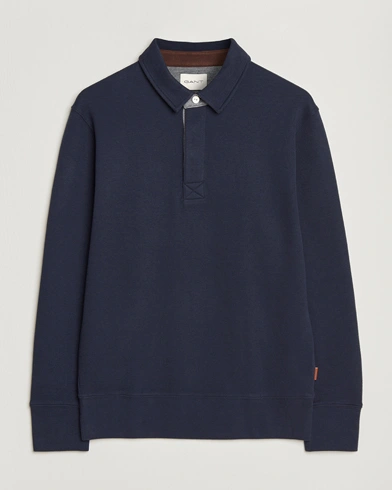 GANT Light Sacker Rib Long Sleeve Polo Evening Blue – Bleu
