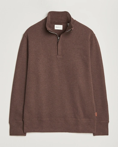GANT Light Sacker Rib Half Zip Dark Brown Melange – Marron