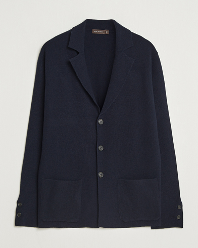 Oscar Jacobson Antonio Knitted Wool Blazer Navy – Bleu