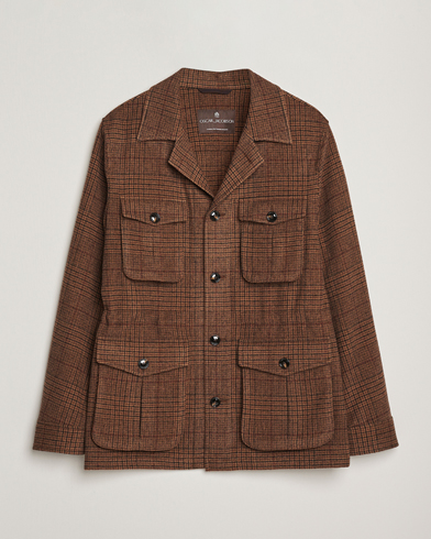 Oscar Jacobson Sirolo Checked Shirt Jacket Brown – Marron