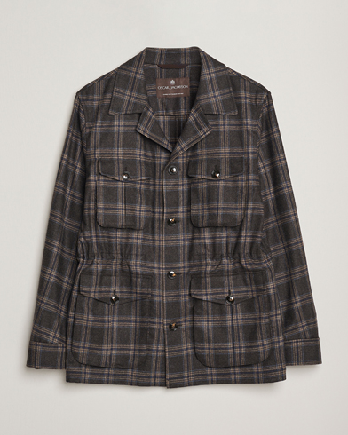 Oscar Jacobson Sirolo Checked Shirt Jacket Brown/Blue – Marron