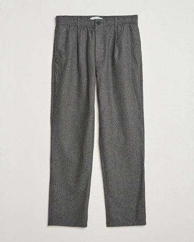 Samsøe Samsøe Bertil Flannel Drawstring Trousers Dark Grey Melange – Gris